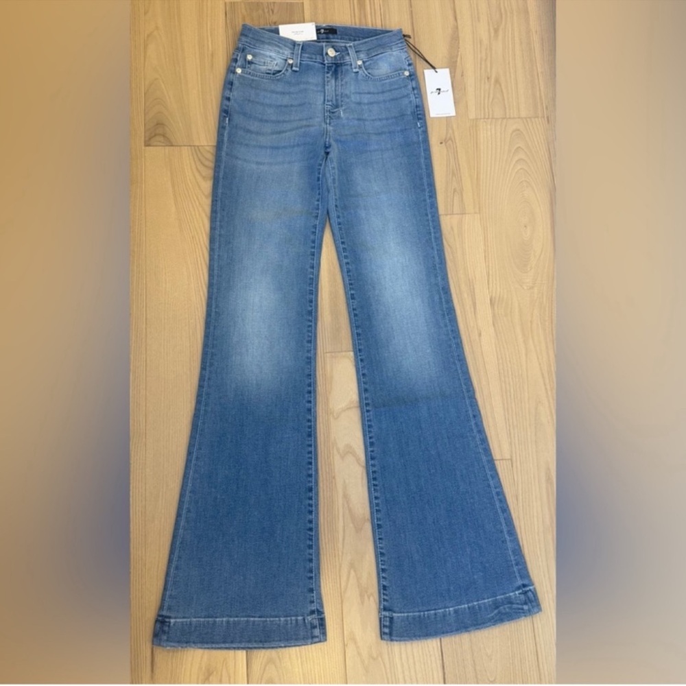 7 For All Mankind Dojo Original Jeans Women's Flare Leg Trousers NWT Size 24 - Picture 2 of 6